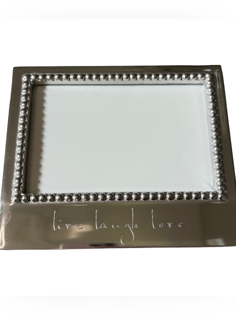 NWT MARIPOSA SILVER BEADED “LIVE LAUGH LOVE” 4x6 PICTURE FRAME